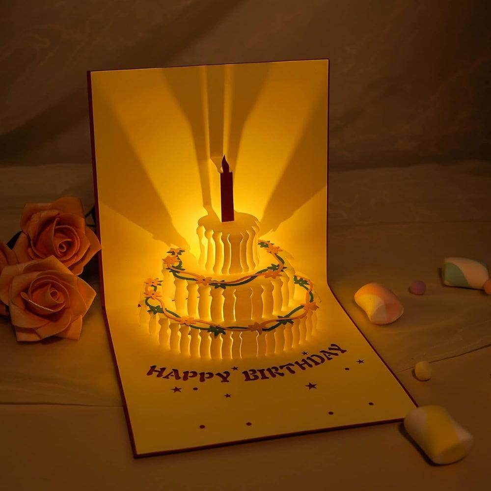 LuminCarta™- Laser Engraved Musical Birthday Card Style 2 -Gold